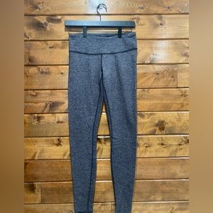 Lululemon Giant Herringbone Black Heathered Wunder Under Leggings